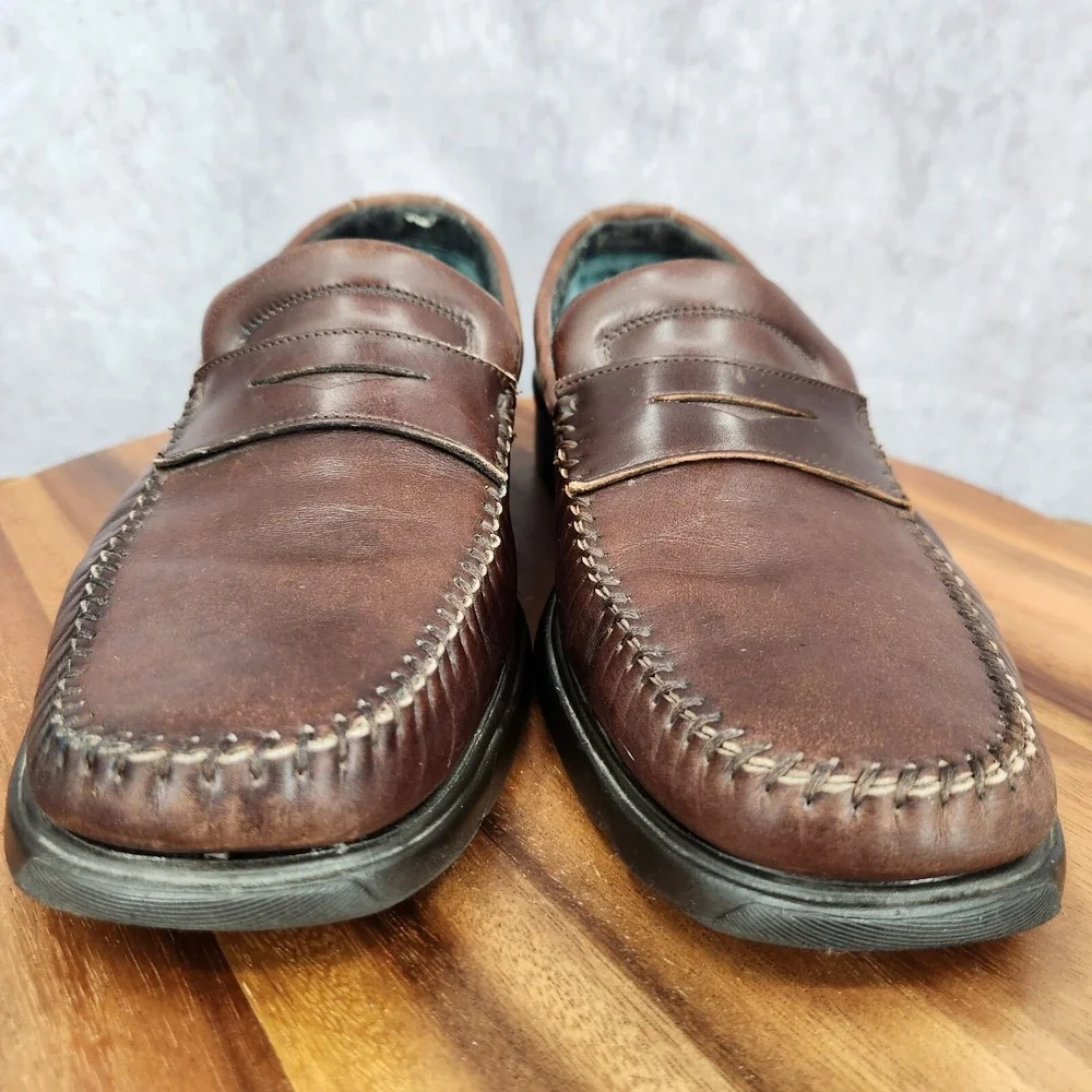 Bruno Magli Penny Loafers Mens 10 M Bologna Brown Leather Slip On Shoes‎ Italy